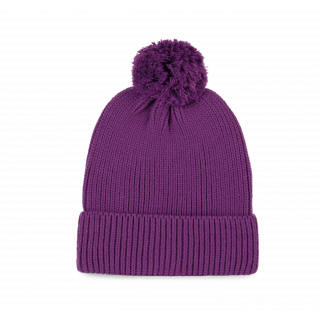 Bonnet avec pompon KP959 - Mauve personnalisable - Vue de face