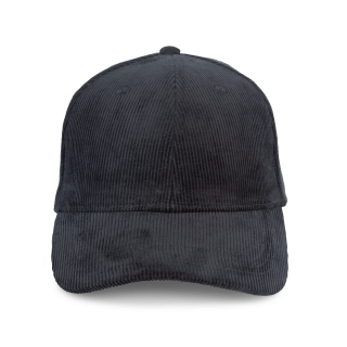 Casquette écoresponsable en velours côtelé 6 panneaux unisexe NS016 - Black personnalisable - Vue de face