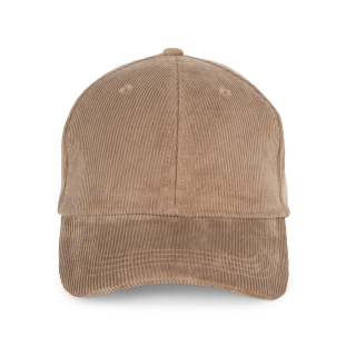 Casquette écoresponsable en velours côtelé 6 panneaux unisexe NS016 - Dark camel personnalisable - Vue de face