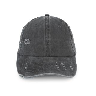Casquette écoresponsable effet déchiré unisexe NS026 - Washed black personnalisable - Vue de face