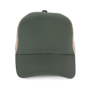 Casquette trucker écoresponsable 5 panneaux unisexe NS035 - Organic Khaki / Beige personnalisable - Vue de face