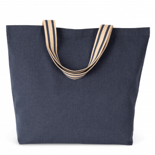 Grand sac shopping écoresponsable NS110 - Horizon Blue / Desert Sand / Horizon Blue Stripes personnalisable - Vue de fac