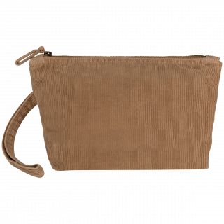 Pochette écoresponsable délavée en velours côtelé NS134 - Washed Dark Camel personnalisable - Vue de face