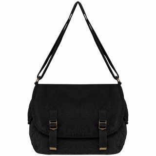 Sac besace écoresponsable délavé NS140 - Washed black personnalisable - Vue de face