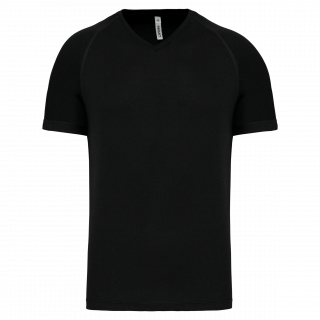 T-shirt de sport manches courtes col v homme PA476 - Black personnalisable - Vue de face