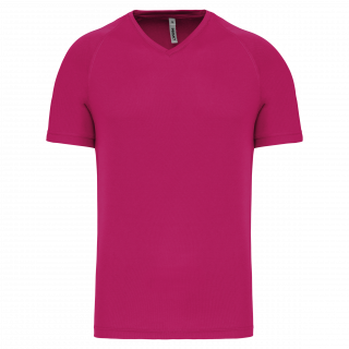 T-shirt de sport manches courtes col v homme PA476 - Fuchsia personnalisable - Vue de face
