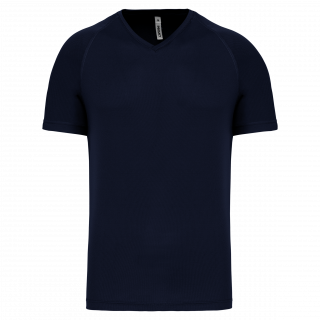 T-shirt de sport manches courtes col v homme PA476 - Sporty Navy personnalisable - Vue de face