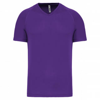 T-shirt de sport manches courtes col v homme PA476 - Violet personnalisable - Vue de face