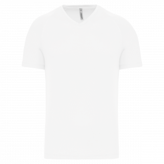 T-shirt de sport manches courtes col v homme PA476 - White personnalisable - Vue de face