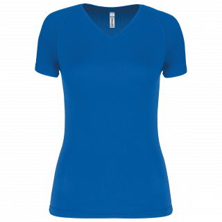 T-shirt de sport manches courtes col v femme PA477 - Aqua Blue personnalisable - Vue de face