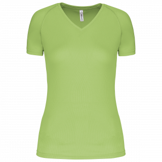 T-shirt de sport manches courtes col v femme PA477 - Lime personnalisable - Vue de face