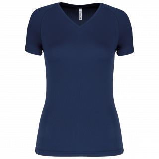 T-shirt de sport manches courtes col v femme PA477 - Sporty Navy personnalisable - Vue de face