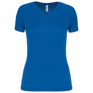 T-shirt de sport manches courtes col v femme PA477 - Sporty Royal Blue personnalisable - Vue de face