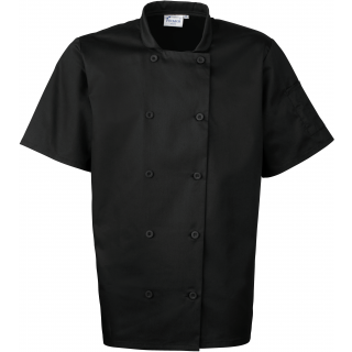 Veste de cuisine manches courtes PR656 - Black personnalisable - Vue de face
