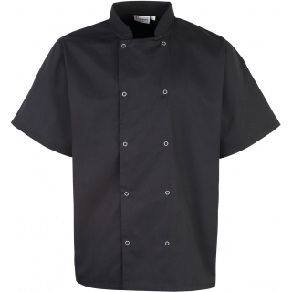 Veste de cuisine manches courtes à boutons pression PR664 - Black personnalisable - Vue de face