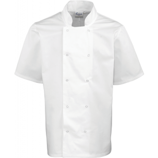 Veste de cuisine manches courtes à boutons pression PR664 - White personnalisable - Vue de face