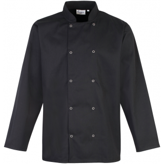 Veste de cuisine manches longues à boutons pression PR665 - Black personnalisable - Vue de face