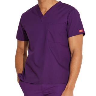 Haut col V unisexe DKE83706 - Eggplant personnalisable - Vue de face