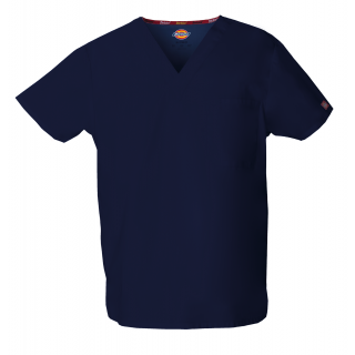 Haut col V unisexe DKE83706 - Navy personnalisable - Vue de face