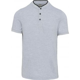 Polo col mao manches courtes homme Oxford Grey / Black