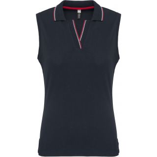 Polo sans manches femme Navy / Red / White