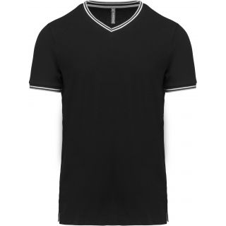 T-shirt maille piquée col V homme Black / Light Grey / White