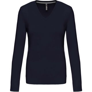 T-shirt femme col V manches longues K382 - Navy