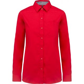 Chemise coton Nevada manches longues femme Red