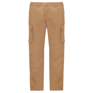 Pantalon multipoches homme K744 - Camel personnalisable - Vue de face