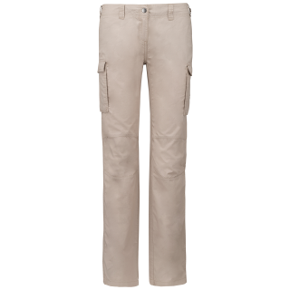 Pantalon léger multipoches femme K746 - Beige personnalisable - Vue de face
