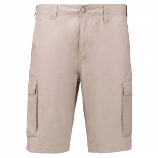 Bermuda léger multipoches homme K755 - Beige personnalisable - Vue de face