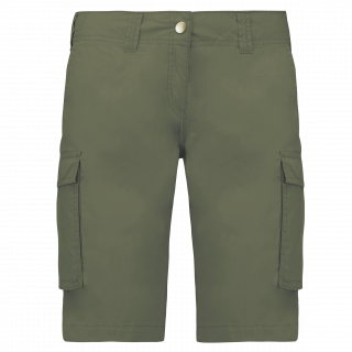 Bermuda léger multipoches femme K756 - Light khaki personnalisable - Vue de face
