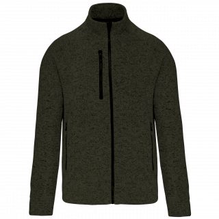 Veste zippée chinée homme K9106 - Dark Khaki Melange personnalisable - Vue de face