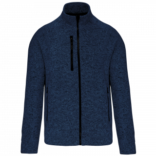 Veste zippée chinée homme K9106 - Navy Melange personnalisable - Vue de face