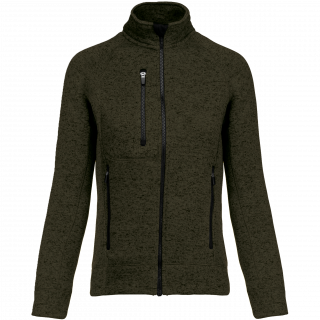 Veste zippée chinée femme K9107 - Dark Khaki Melange personnalisable - Vue de face