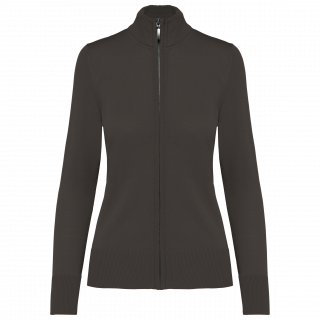 Cardigan zippé femme K962 - Dark Grey personnalisable - Vue de face