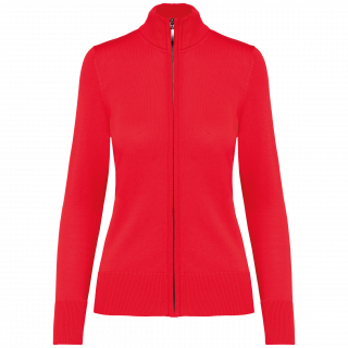 Cardigan zippé femme K962 - Red personnalisable - Vue de face