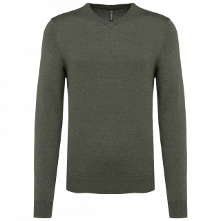 Pull col V homme K965 - Green Marble Heather personnalisable - Vue de face