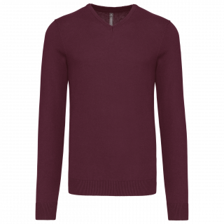 Pull col V homme K965 - Wine personnalisable - Vue de face