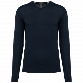 Pull col en V écoresponsable homme K980 - Navy personnalisable - Vue de face