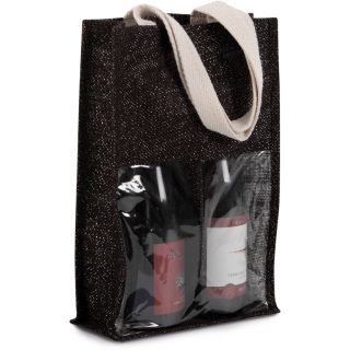 Sac porte bouteilles en jute Black / Silver