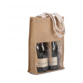 Sac porte bouteilles en jute Natural / Gold