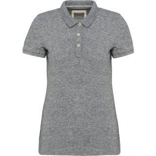 Polo vintage manches courtes femme Slub Grey Heather