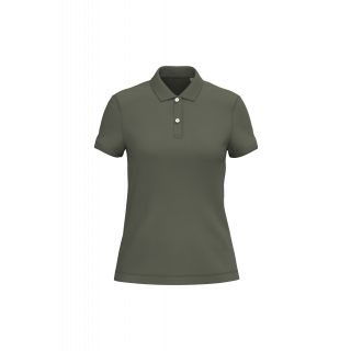 Polo écoresponsable maille piquée femme NS208 - Organic Khaki personnalisable - Vue de face