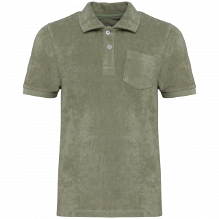 Polo écoresponsable en éponge garçon NS218 - Almond Green personnalisable - Vue de face