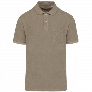 Polo écoresponsable en éponge homme NS227 - Cream Coffee personnalisable - Vue de face