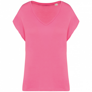 T-shirt écoresponsable loose à col V femme NS312 - Candy Rose personnalisable - Vue de face