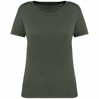 T-shirt écoresponsable délavé femme NS316 - Washed Organic Khaki personnalisable - Vue de face