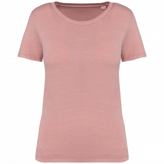 T-shirt écoresponsable délavé femme NS316 - Washed Petal Rose personnalisable - Vue de face