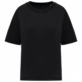 T-shirt écoresponsable oversize délavé femme NS327 - Washed black personnalisable - Vue de face